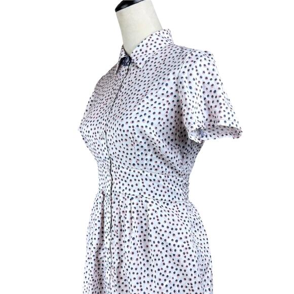 Foxcroft Vienna Short Sleeve Button Up Demure Dots 100% Cotton Shirt Dress - Picture 10 of 13